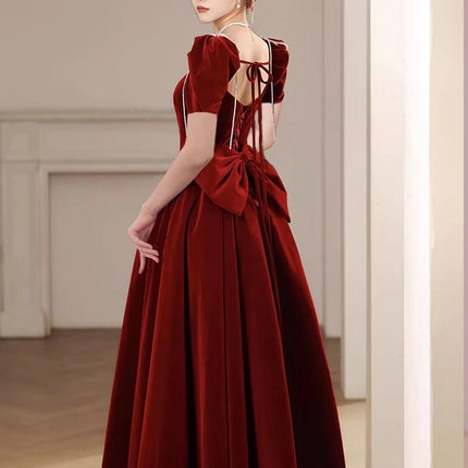 Toast Bride Red Velvet Wedding Dress