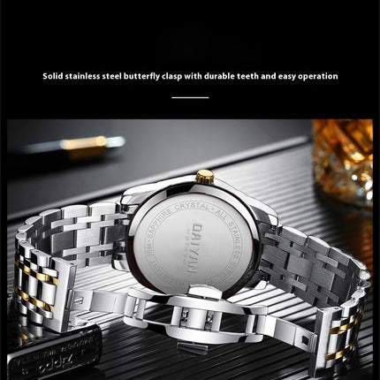Stainless Steel With Double Calendar Quartz Watch Waterproof Luminous