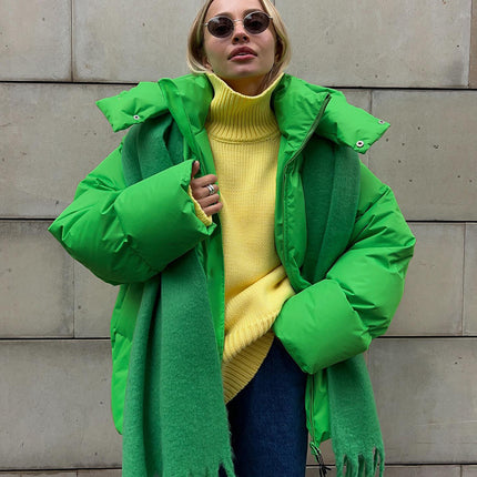 Fashion Coat With Removable Hood Cotton Jacket Winter Warm Windproof Loose Cotton Jacket Loose Parka Outerwear Clothing