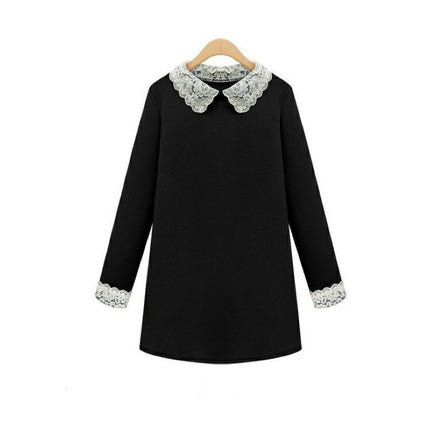 Lace collar plus size dress