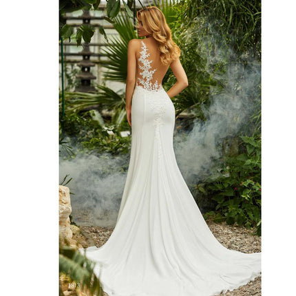 Retro round neck sexy little tail bridal wedding dress