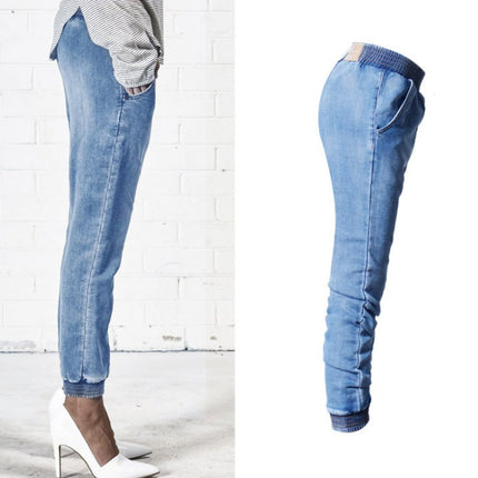 Elastic Waist Jeans Women Casual Female Cross-pants Plus Size Big and Tall Women Clothes High Quality Woman Summer Jeans S2814