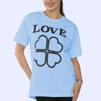 Ladies Love Printed Short Sleeve T-Shirt Top