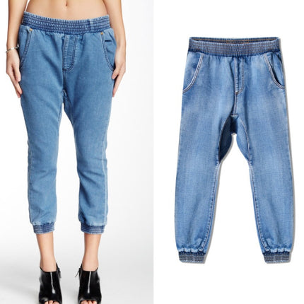 Elastic Waist Jeans Women Casual Female Cross-pants Plus Size Big and Tall Women Clothes High Quality Woman Summer Jeans S2814