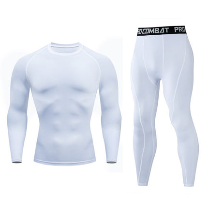 Fitness suit men's gym sports tights long-sleeved trousers quick-drying clothes basketball training equipment winter