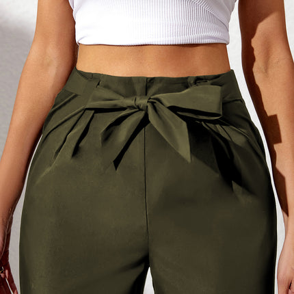 Plus Size Ankle Strap With Fungus Edge Casual Women's Pants