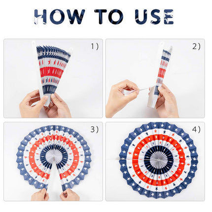 Red, White And Blue Hanging Paper Fan Party Supplies Background Wall Decoration