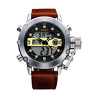White Shell Gold Brown Leather