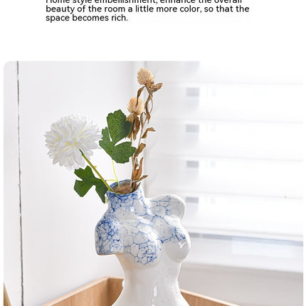 Ceramic Vase Decoration Art Body Small Blue And White Texture Homestay