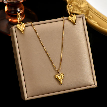 Lxalry 18K Gold Plated Stainless Steel Heart Mirror Jewelry Set  Hypoallergenic Skin Safe Necklace   Earrings For Daily Evening Wear Never Fade Handmade Luxury Gift For Her