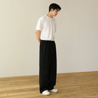 Men's Wide Leg Sweatpants Cotton Loose Gray Sweatpants Casual Trousers