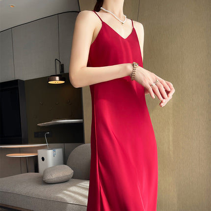 Spring And Summer New Silk Satin High-grade Suspenders Dress Women