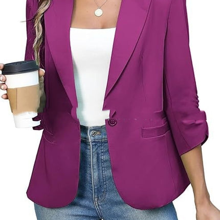 Solid Color Lightweight Slim Suit Jacket