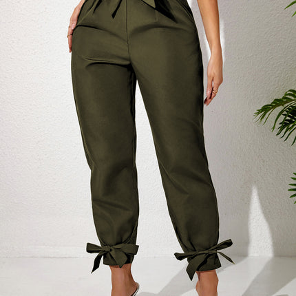 Plus Size Ankle Strap With Fungus Edge Casual Women's Pants