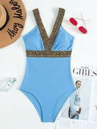 Women's Fashion Deep V Spaghetti Straps One-piece Swimsuit