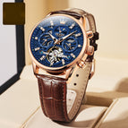 Brown Leather Rose Shell Blue