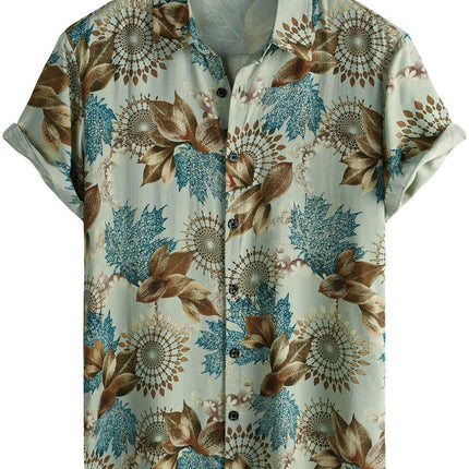 Hawaiian Printing Lapel Short Sleeve Shirt