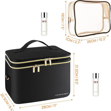 Double Layer Lady's Skin Care Products Cosmetic Makeup Brush Separated Storage Bag Portable Waterproof Portable Cosmetic Bag Wholesale