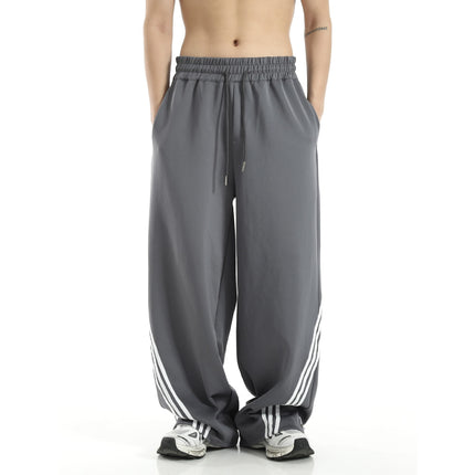 Men's Loose Casual Striped Stitching Wide Leg Track Pants
