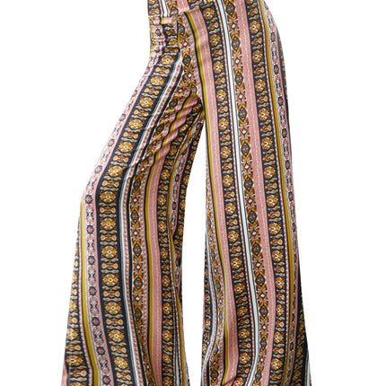 Wide-leg Pants - Skirt Printed With Pink Vintage Flowers