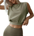 Women's Fashion Solid Color Short Round Neck Sleeveless Top