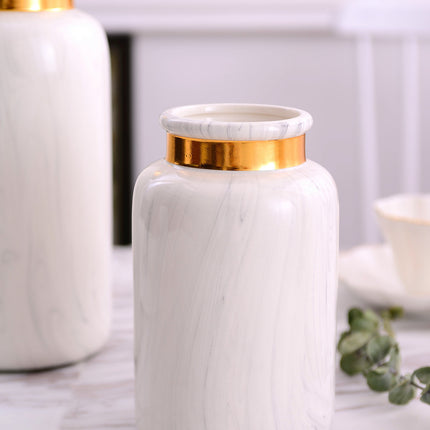 Marbling Golden Ceramic Vase Flower Home Decorative Crafts Home Ornament
