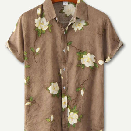 Hawaiian Printing Lapel Short Sleeve Shirt