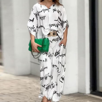 Fashion Letter Printed Pants Set