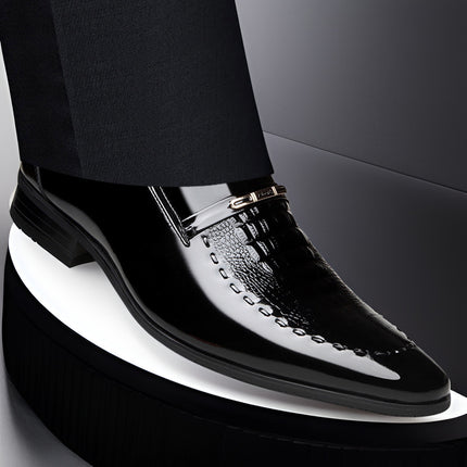 Men's Shoes New Crocodile Pattern Plus Size Patent Leather