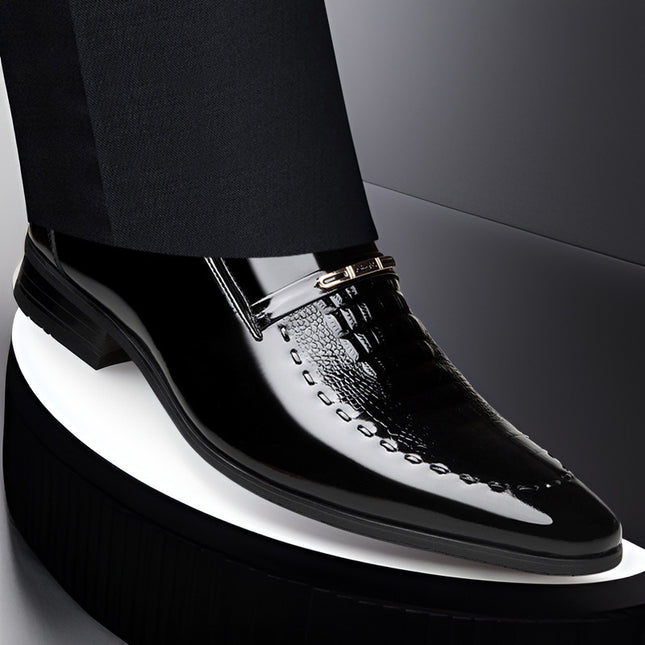 Men's Shoes New Crocodile Pattern Plus Size Patent Leather