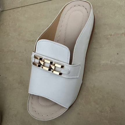PlatformMetal Decoration Roman Style Fish Mouth Beach Slippers