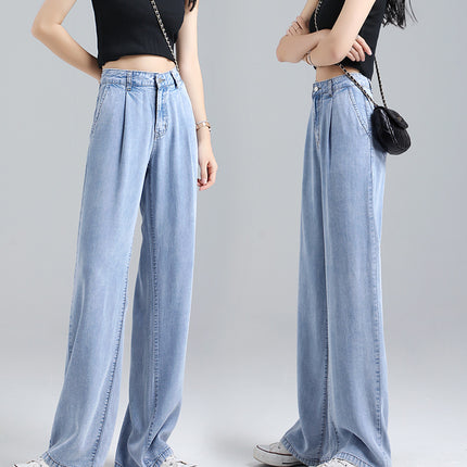Tencel jeans wide leg pants for women in summer