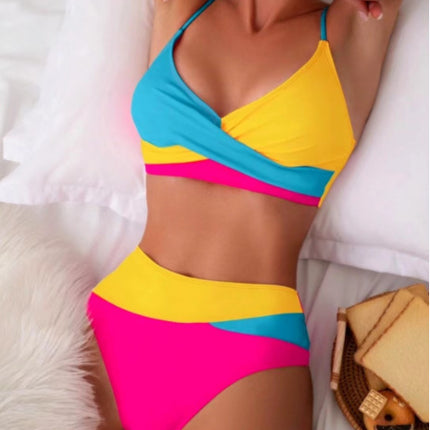 Split Swimsuit Color Matching Color Contrast Bikini Bikini Swimsuit