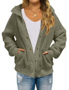 Winter Long Sleeve Button Sherpa Jacket Coat Pockets