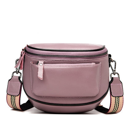 Fashion Lady Leather Diagonal Saddle Bag