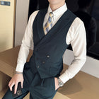 Slim Double-breasted Closure Collar Vest Pants Suit