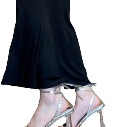 Niche Design Silver High Heels Transparent Stiletto Heel Roman Strap Elegant Sandals