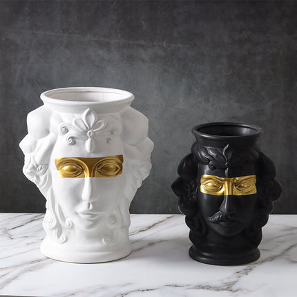Human Face, Head Shape, Ceramic Vase, Handicraft Ornaments
