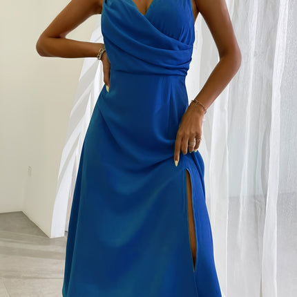 V-neck Slit Sling Dress Summer Fashion Sexy Slim Suspender Dresses For Women Clothing