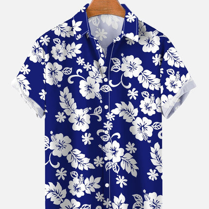 Summer Flower Pattern Seaside Men's Clothing Print Shirt