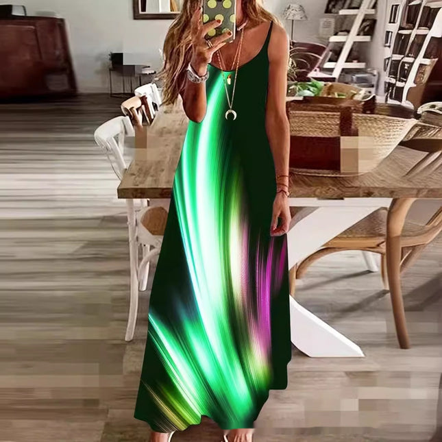 Elegant Geometric V-neck Strap Dress