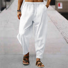 Cotton And Linen Stripes Loose Leisure Sports Trousers