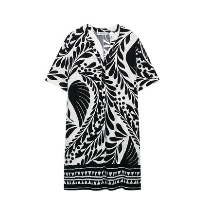 Summer Ethnic Print Viscose Skirt Dress