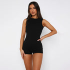 Slim-fit Solid Color Sleeveless Backless Sports And Leisure Jumpsuit