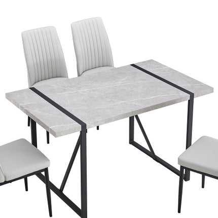 Modern Dining Table, 55 Inch Kitchen Table For 4 People, Rectangular Dinner Table For Dining Room, Home Office, Living Room Furniture, Easy Assembly,