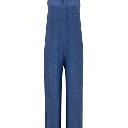 Sleeveless Halter Ruffled Young Women's Jumpsuit
