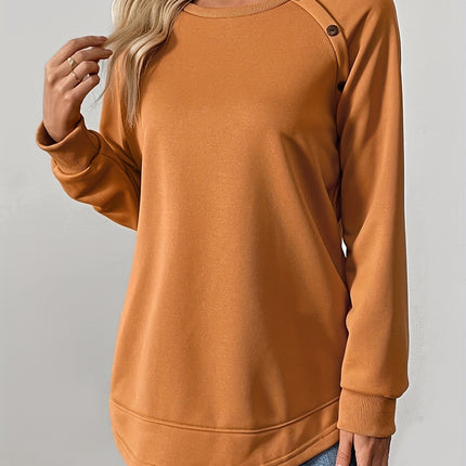 Round Neck Long Sleeve Loose Top Front Short Back Long Sweater For Women
