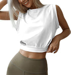 Women's Fashion Solid Color Short Round Neck Sleeveless Top