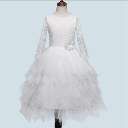 Autumn And Winter Explosions Hollow Children's Skirt Lace Long-sleeved Girls White Princess Dress Irregular Dress