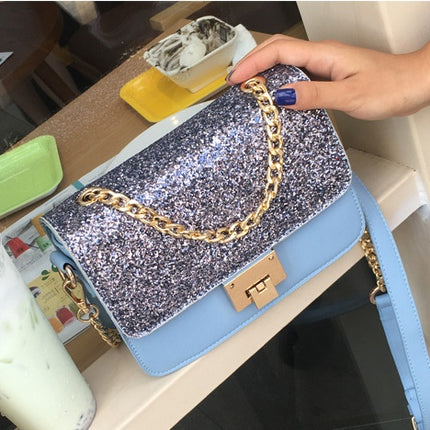 Women's Tote Bag Fashion Sequined Small Square Lady PU Fashion Hand bag